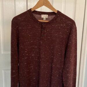 Club Monaco / Crewneck Henley Sweater / burgundy  / Large